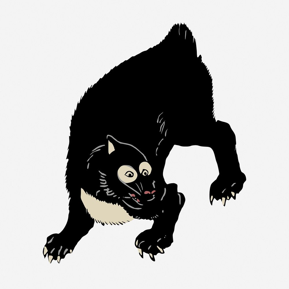 Black bear drawing, Asian vintage illustration. Free public domain CC0 image.