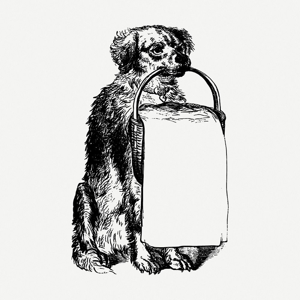 Dog drawing, animal vintage illustration psd. Free public domain CC0 image.