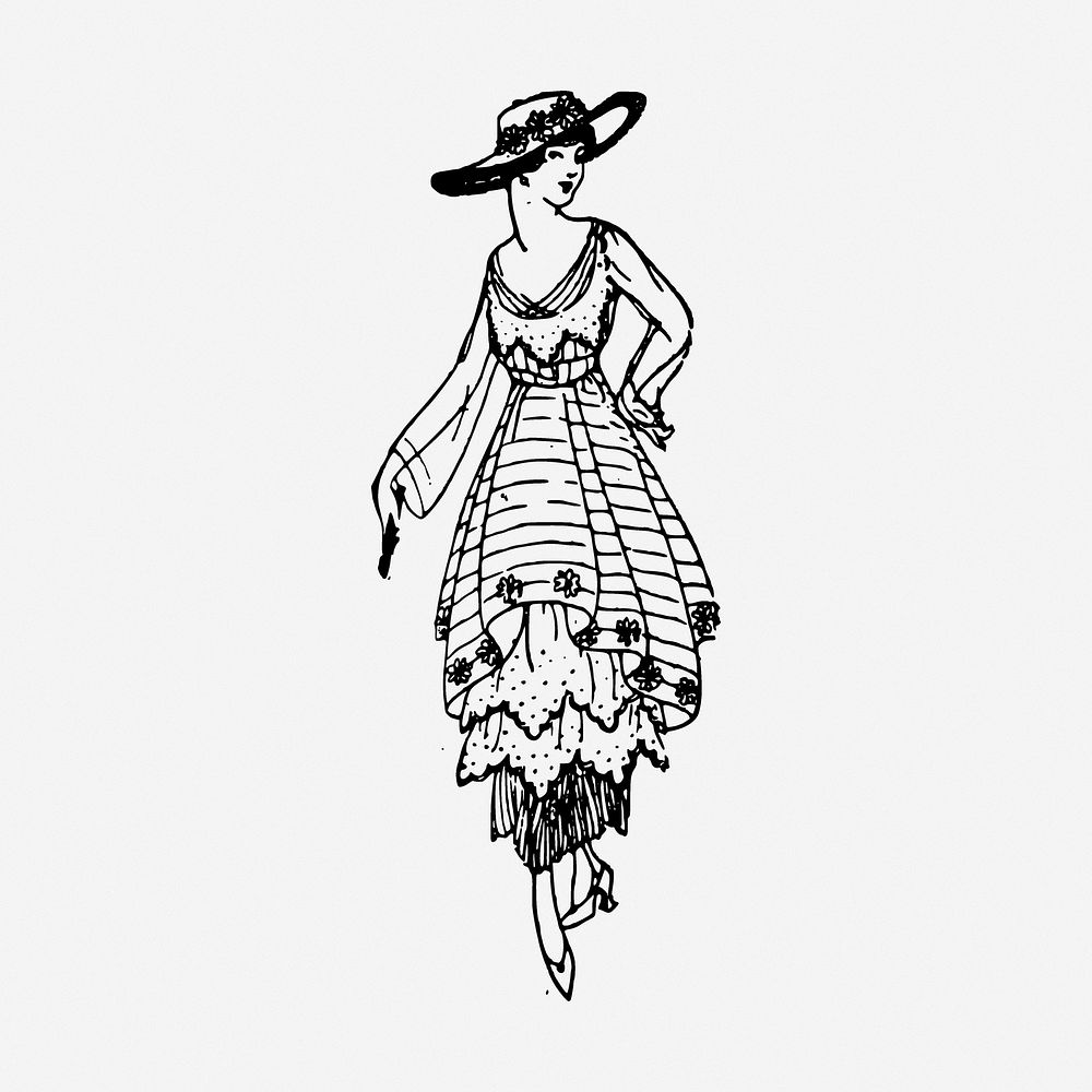 Elegant woman drawing, fashion vintage illustration. Free public domain CC0 image.