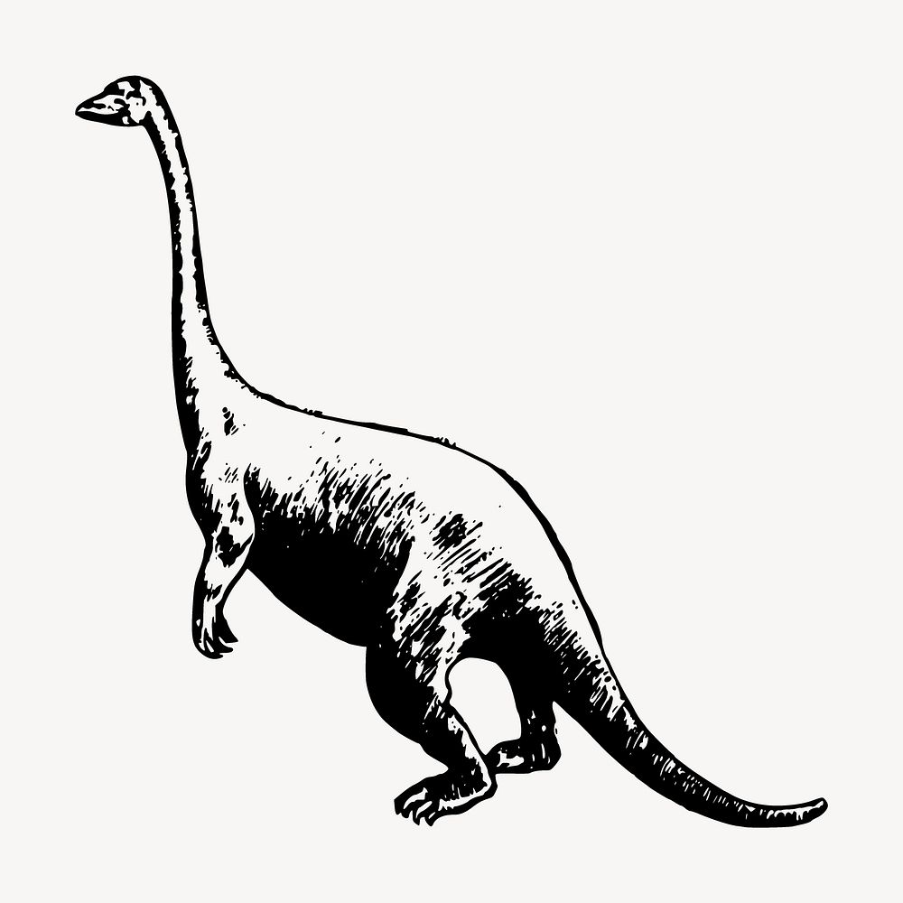 Dinosaur drawing, extinct animal illustration vector. Free public domain CC0 image.