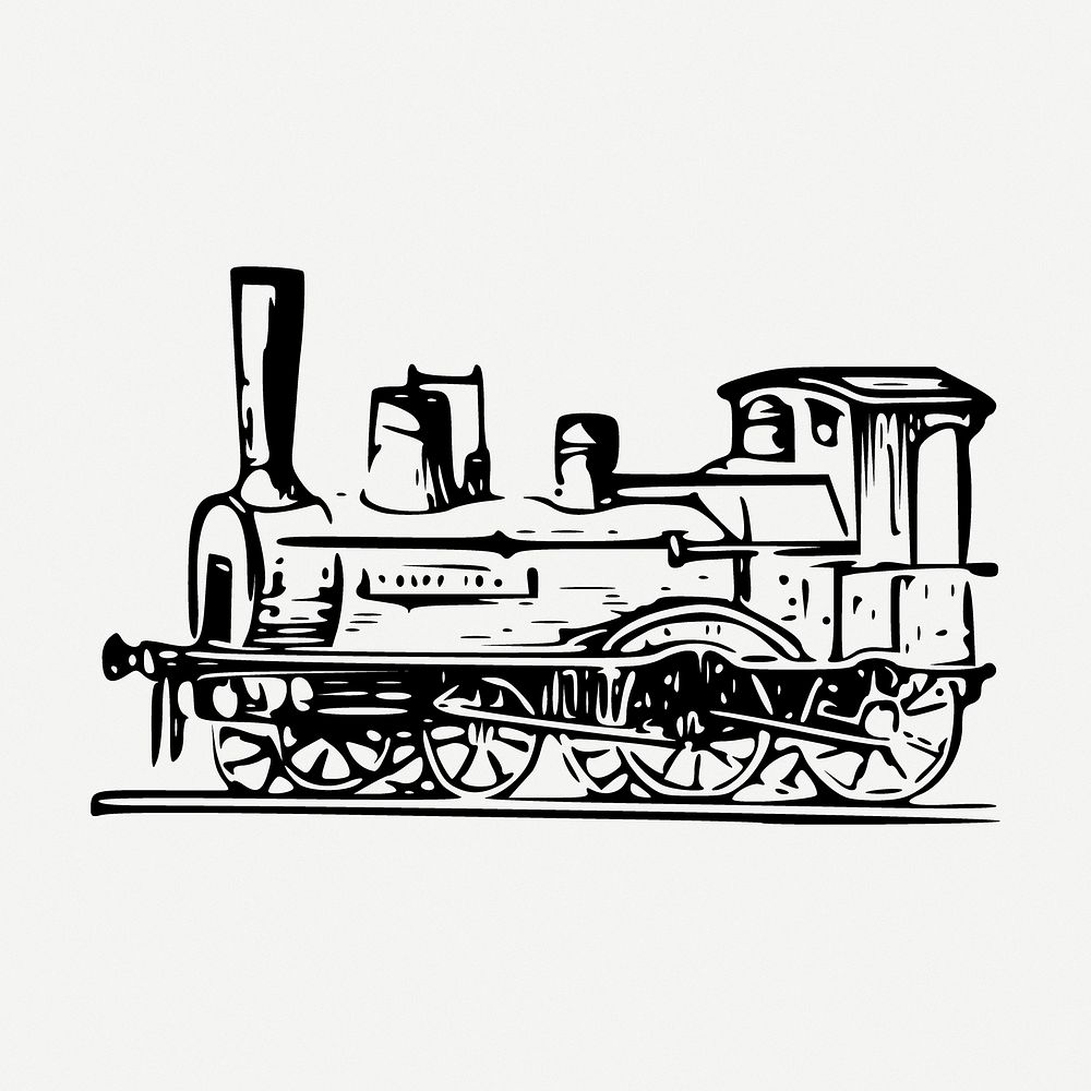 Train drawing, transport vintage illustration psd. Free public domain CC0 image.