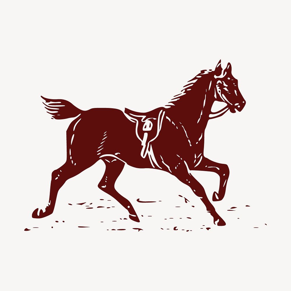 Running horse sticker, vintage animal illustration vector. Free public domain CC0 image.