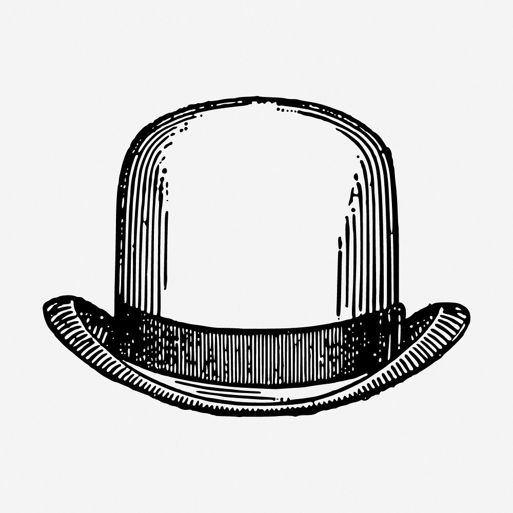 Bowler hat drawing, fashion vintage illustration. Free public domain CC0 image.