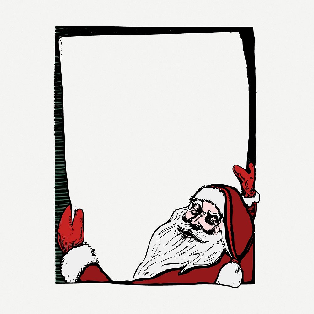 Santa Christmas frame, festive vintage illustration psd. Free public domain CC0 image.