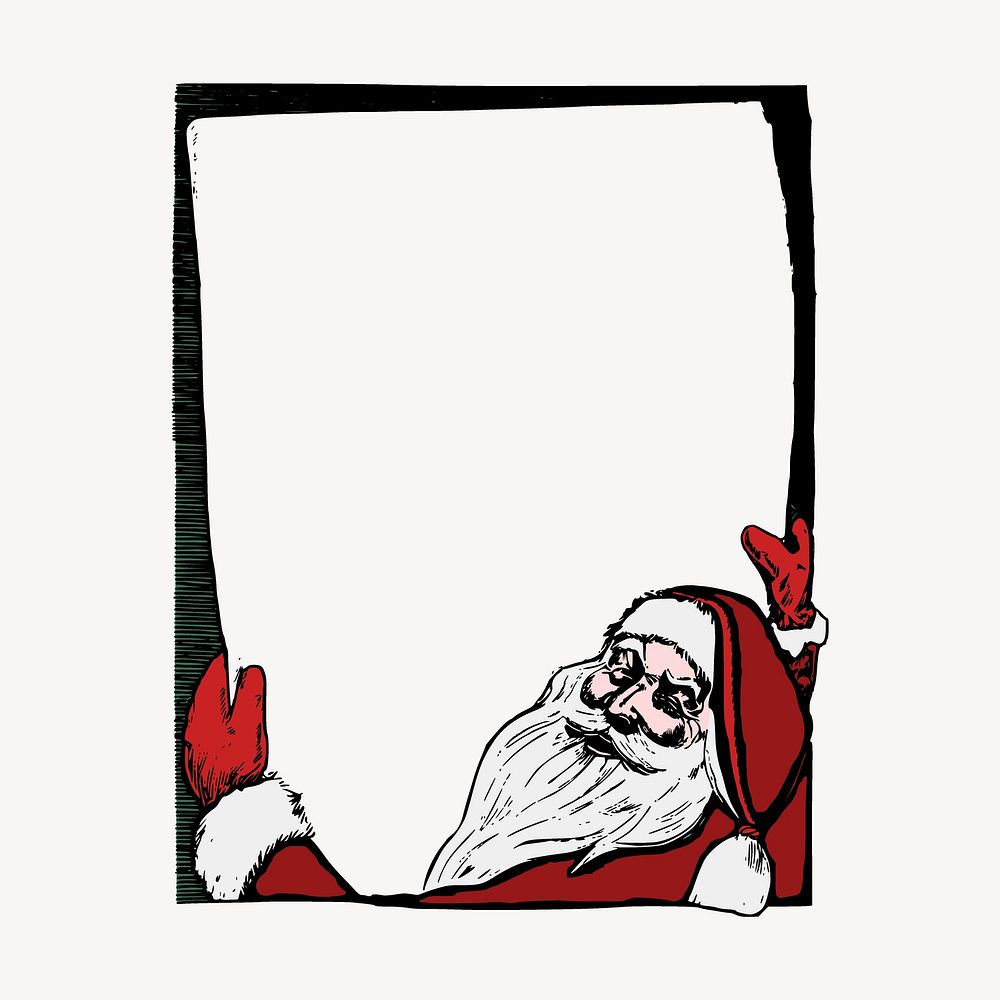 Santa Christmas frame, vintage festive illustration vector. Free public domain CC0 image.