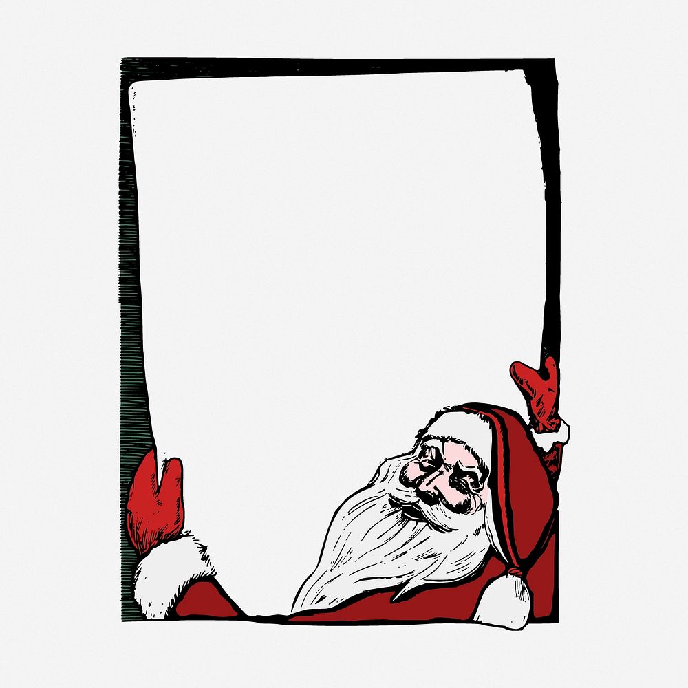 Santa Christmas frame, festive vintage illustration. Free public domain CC0 image.