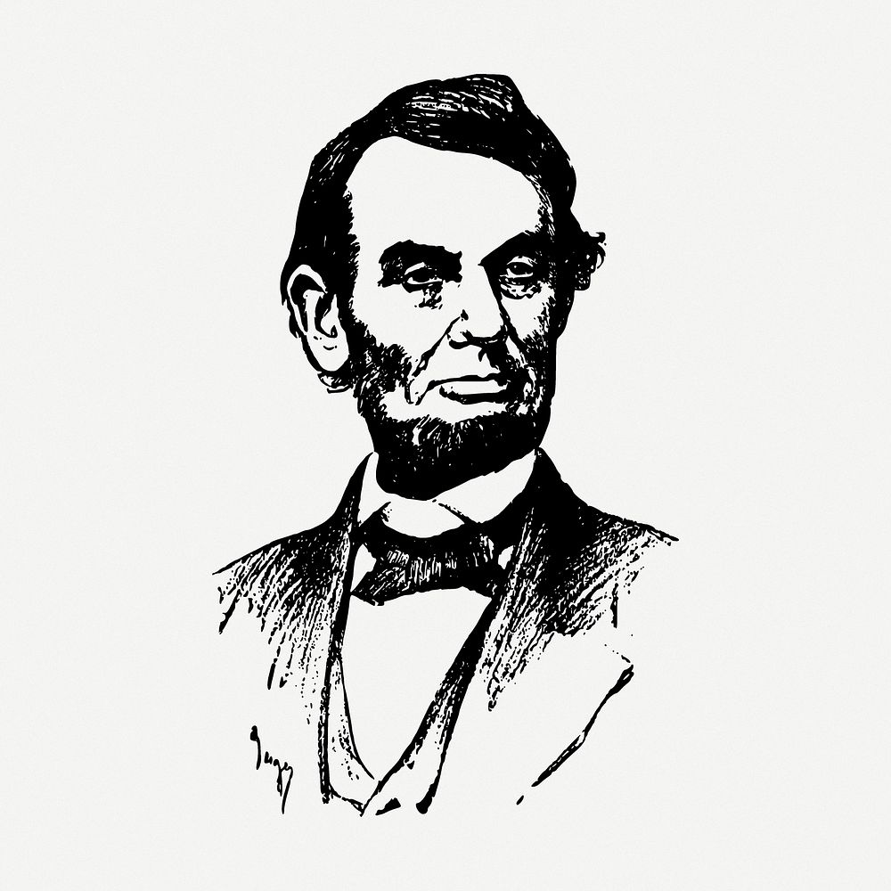 Abraham Lincoln portrait drawing, U.S. Free PSD rawpixel
