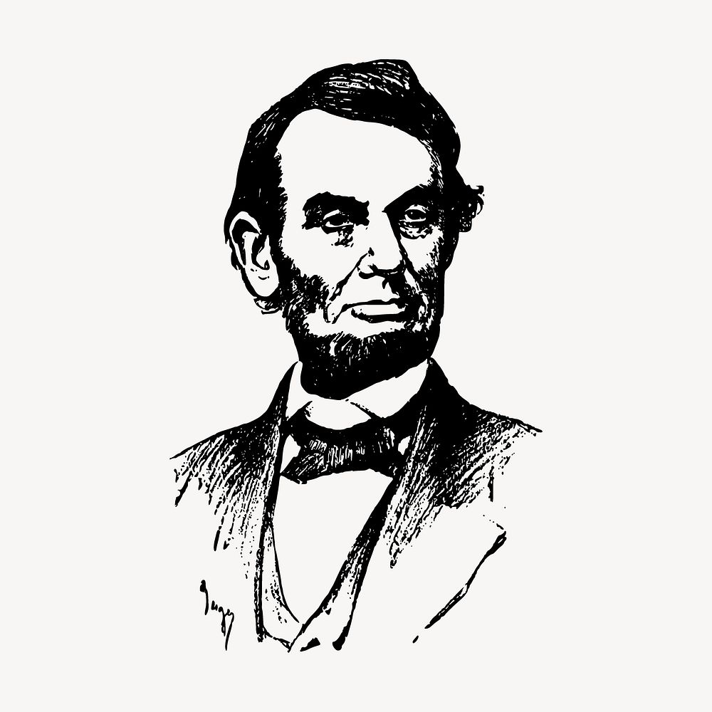 Abraham Lincoln portrait drawing, U.S. president, vintage illustration vector. Free public domain CC0 image.