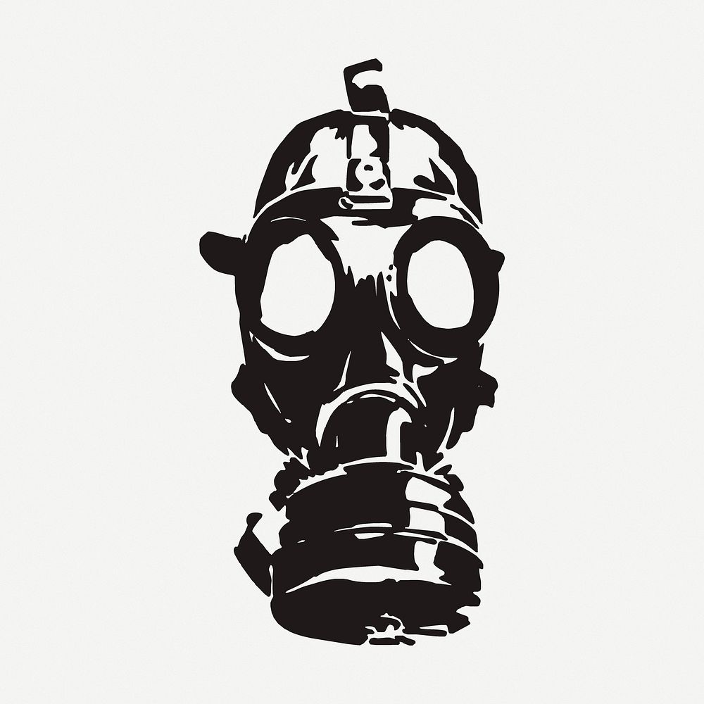 Gas mask drawing, vintage illustration psd. Free public domain CC0 image.