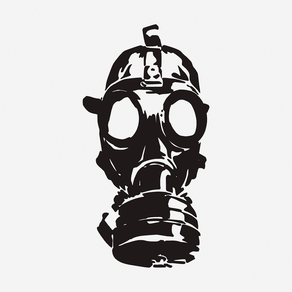 Gas mask drawing, vintage illustration. Free public domain CC0 image.