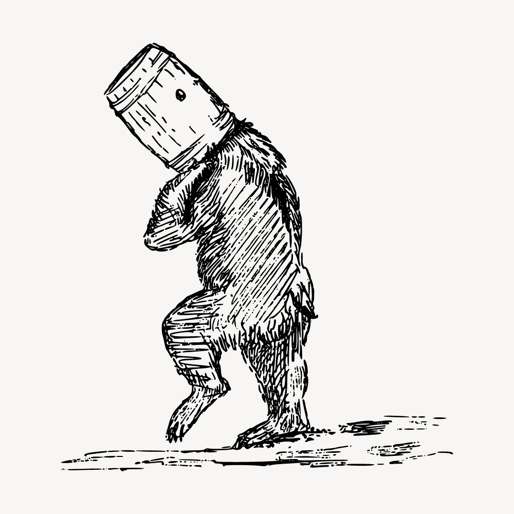 Funny bear drawing, vintage animal illustration vector. Free public domain CC0 image.