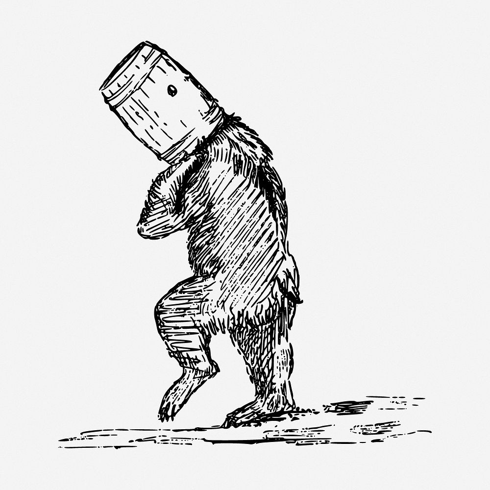 Funny bear drawing, animal vintage illustration. Free public domain CC0 image.