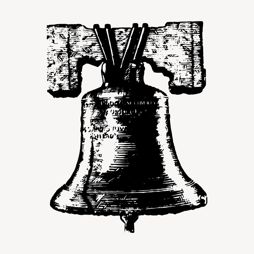 Liberty bell drawing, vintage historical object illustration vector. Free public domain CC0 image.