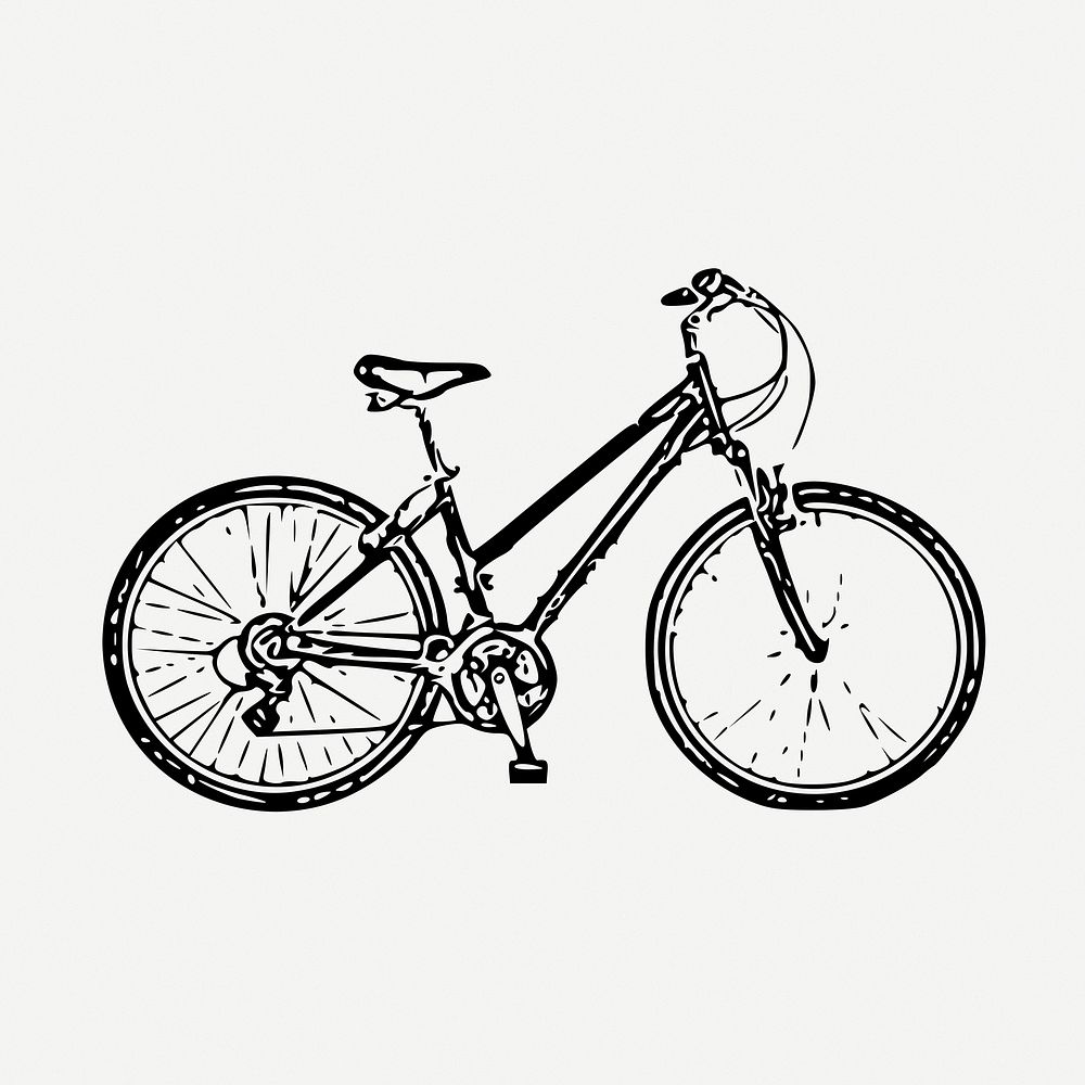 Bicycle drawing, vehicle vintage illustration psd. Free public domain CC0 image.