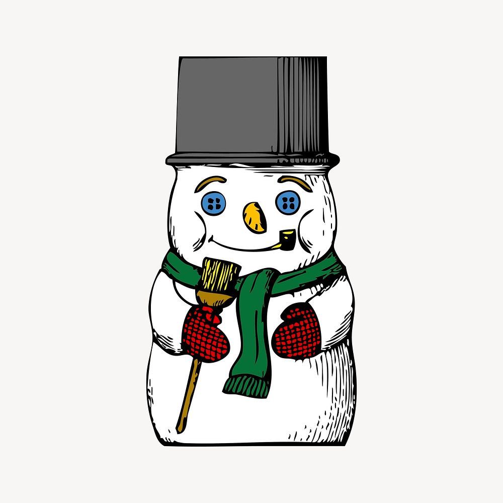 Snowman clipart, vintage Christmas illustration vector. Free public domain CC0 image.