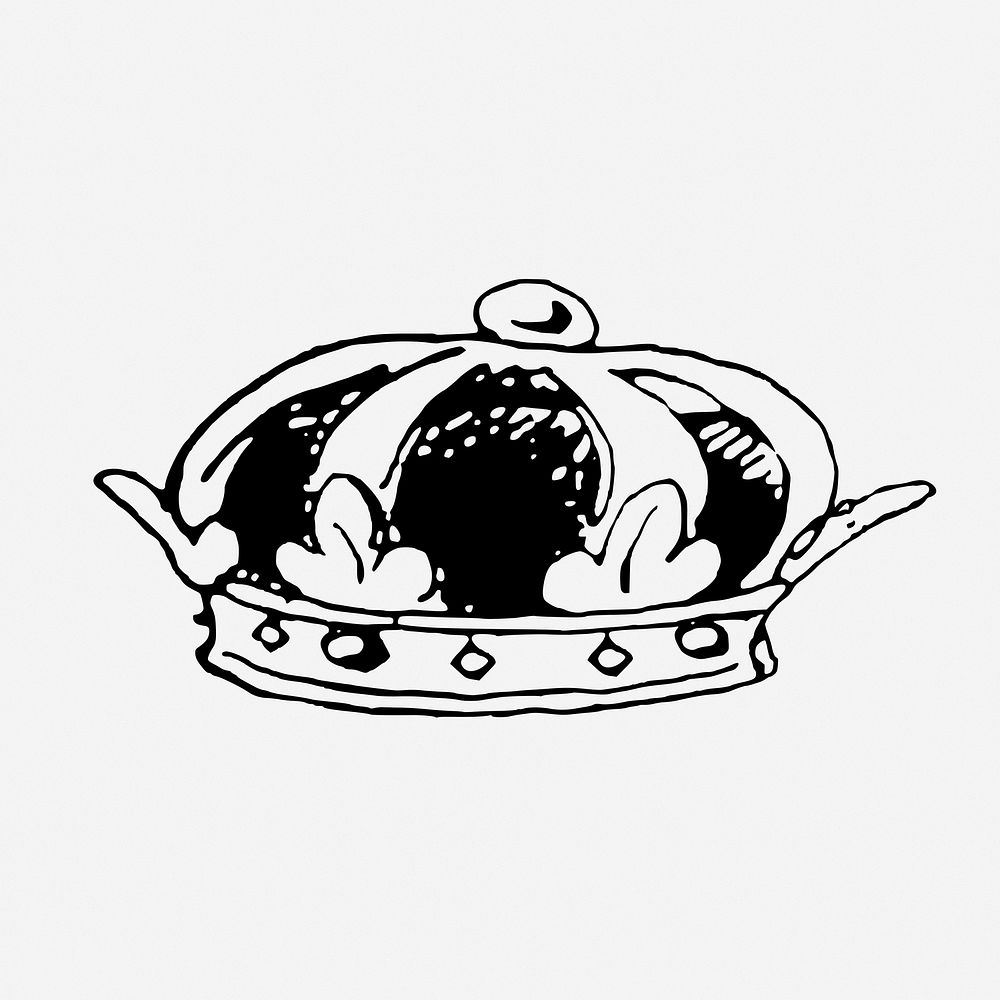Royal crown drawing, medieval object illustration. Free public domain CC0 image.