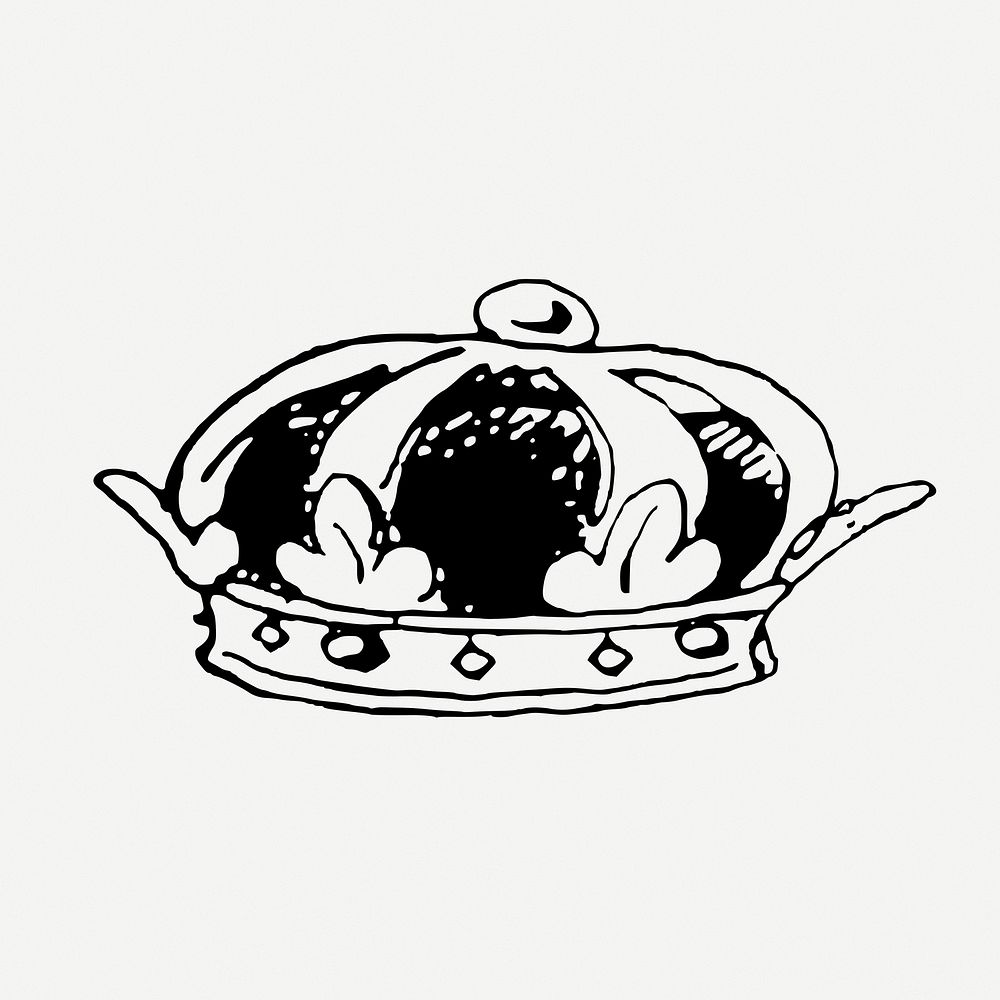 Royal crown drawing, medieval object illustration psd. Free public domain CC0 image.