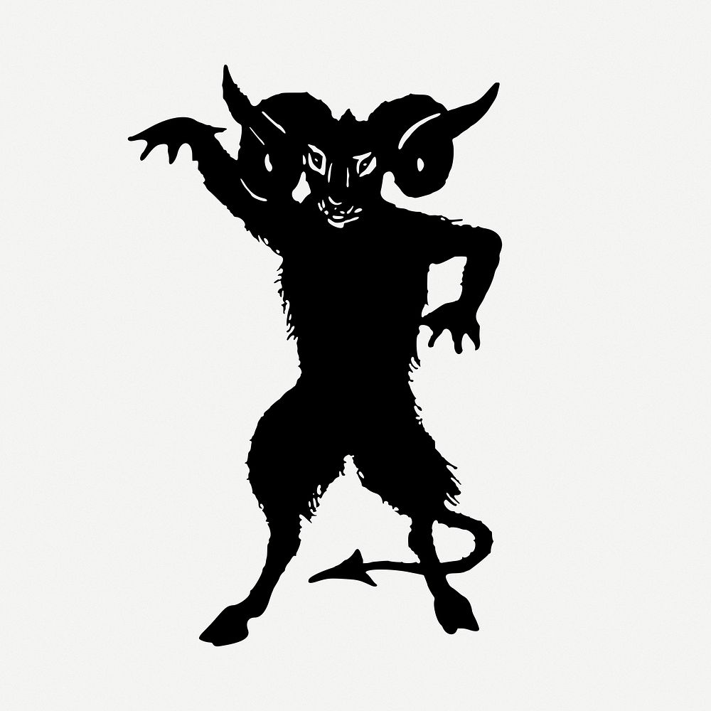 The Devil  silhouette drawing, monster, vintage illustration psd. Free public domain CC0 image.