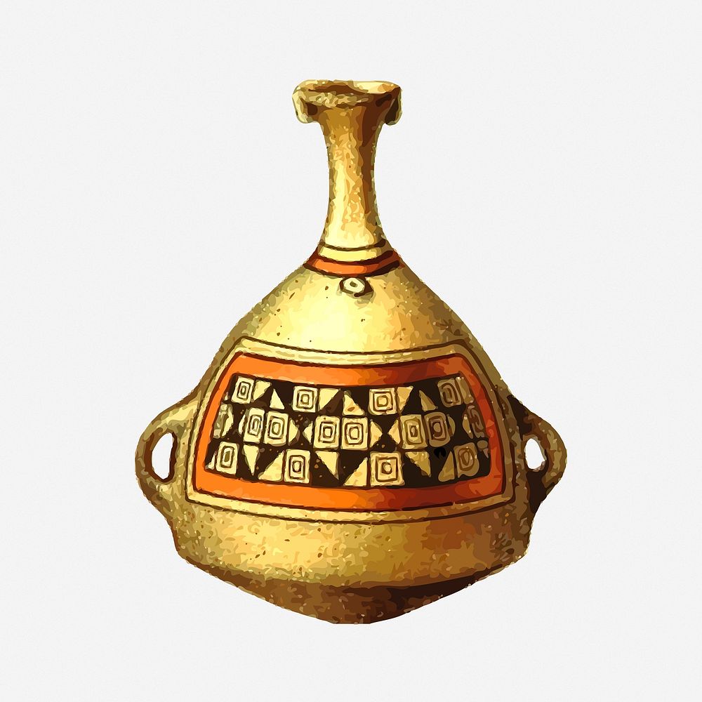 Ancient vase drawing, object vintage illustration. Free public domain CC0 image.