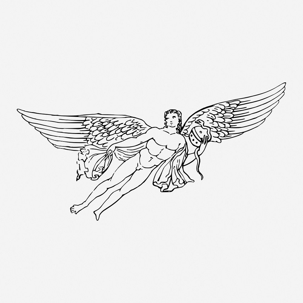 Eros, Greek God drawing, mythology illustration. Free public domain CC0 image.