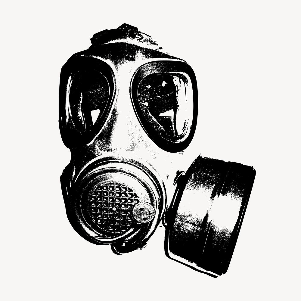 Gas mask clipart, vintage protective equipment illustration vector. Free public domain CC0 image.