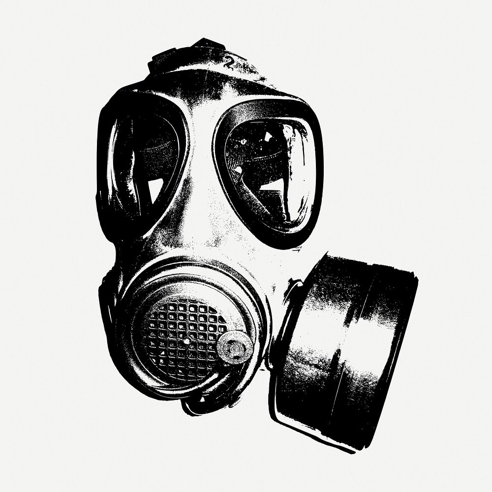 Gas mask drawing, protective equipment vintage illustration psd. Free public domain CC0 image.