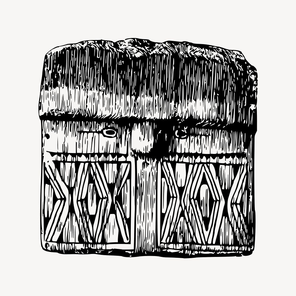 Aweti mask clipart, vintage traditional illustration vector. Free public domain CC0 image.