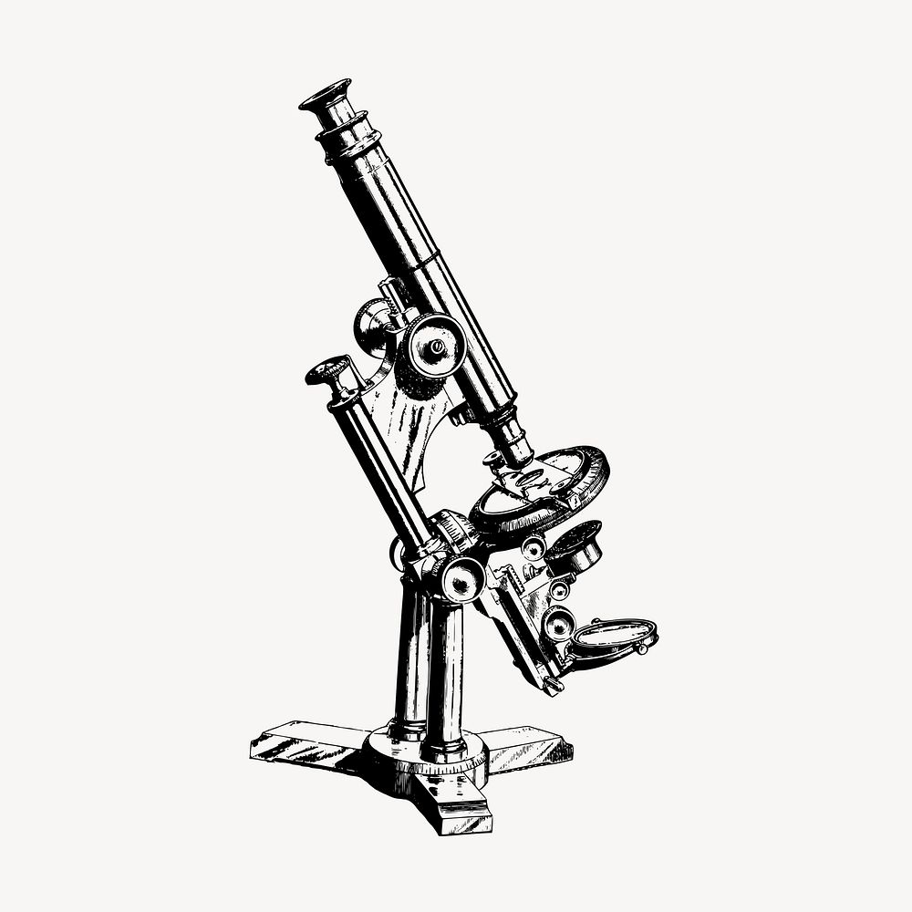 Microscope clipart, vintage laboratory instrument illustration vector. Free public domain CC0 image.