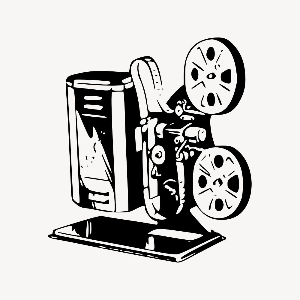 Movie projector clipart, vintage media illustration vector. Free public domain CC0 image.