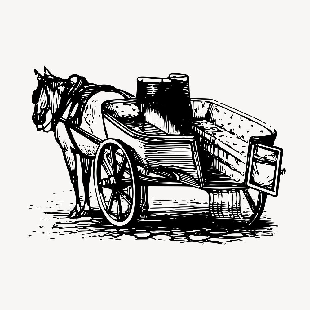 Jaunting car clipart, vintage transportation illustration vector. Free public domain CC0 image.