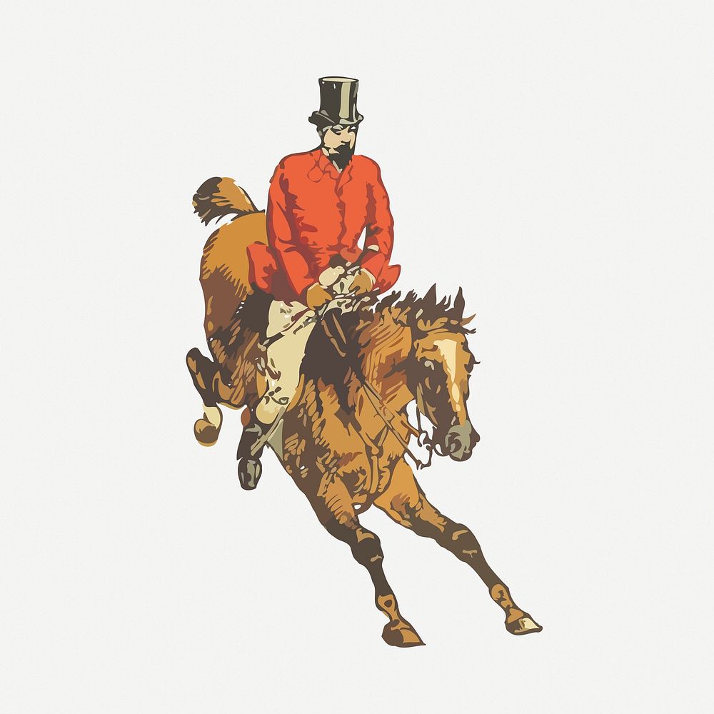 Horse rider collage element, sport vintage illustration psd. Free public domain CC0 image.