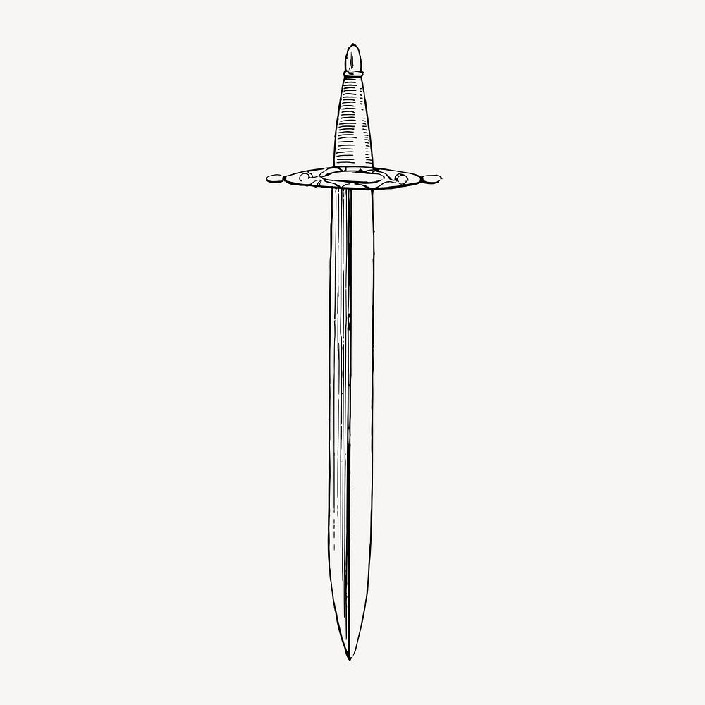 Sword clipart, vintage weapon illustration vector. Free public domain CC0 image.
