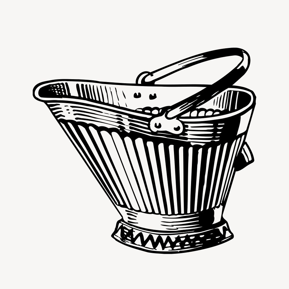 Scuttle container clipart, vintage object illustration vector. Free public domain CC0 image.