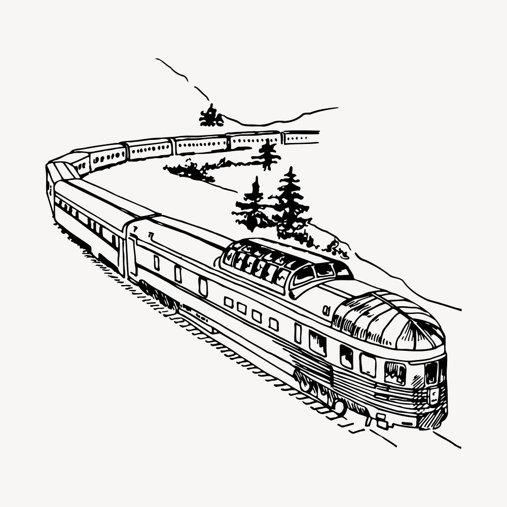 Train clipart, vintage transportation illustration vector. Free public domain CC0 image.