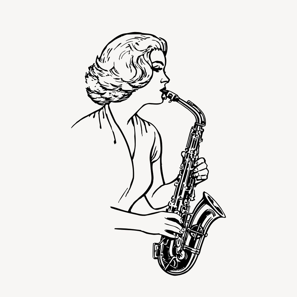 Saxophonist clipart, vintage musician illustration vector. Free public domain CC0 image.