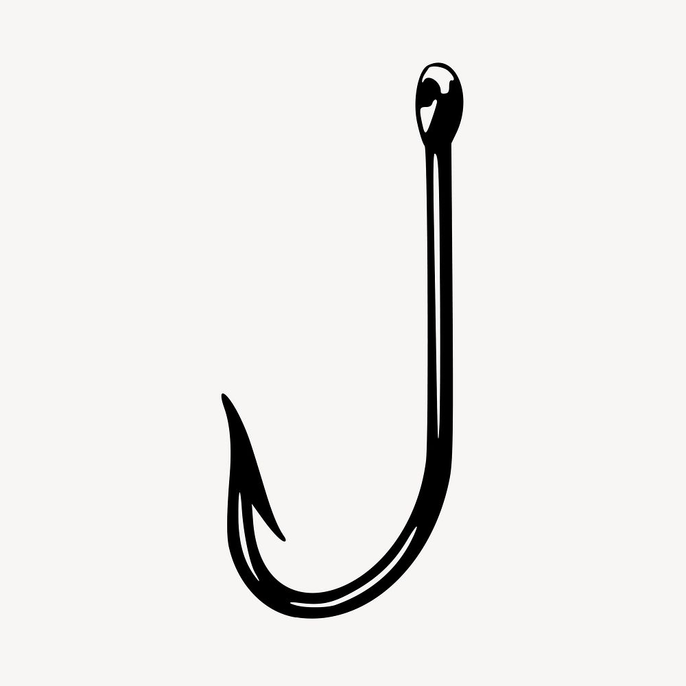 Fishing hook clipart, vintage object illustration vector. Free public domain CC0 image.