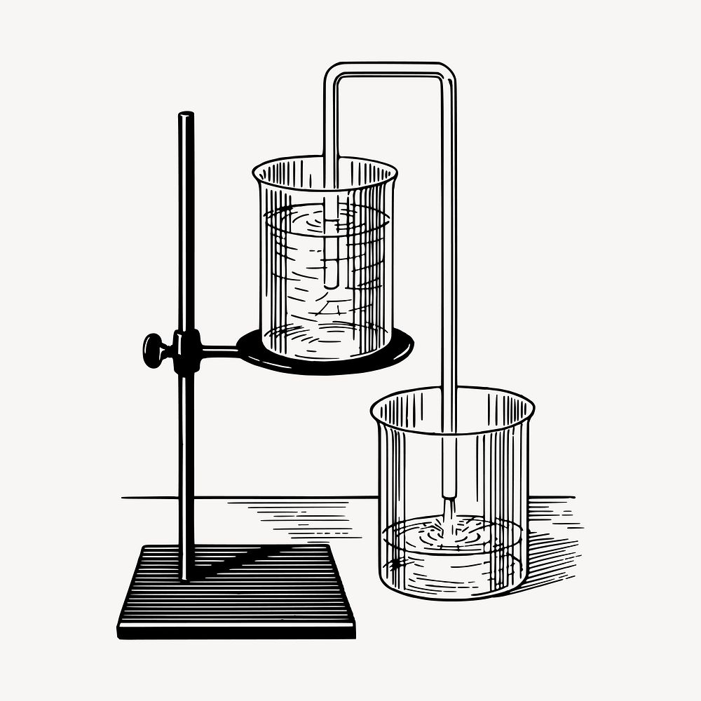 Siphon clipart, vintage science experiment illustration vector. Free public domain CC0 image.