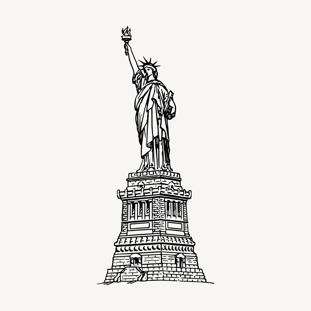 Statue of Liberty clipart, famous landmark illustration vector. Free public domain CC0 image.