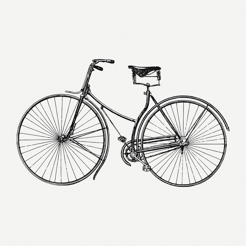 Bicycle drawing, vehicle vintage illustration psd. Free public domain CC0 image.