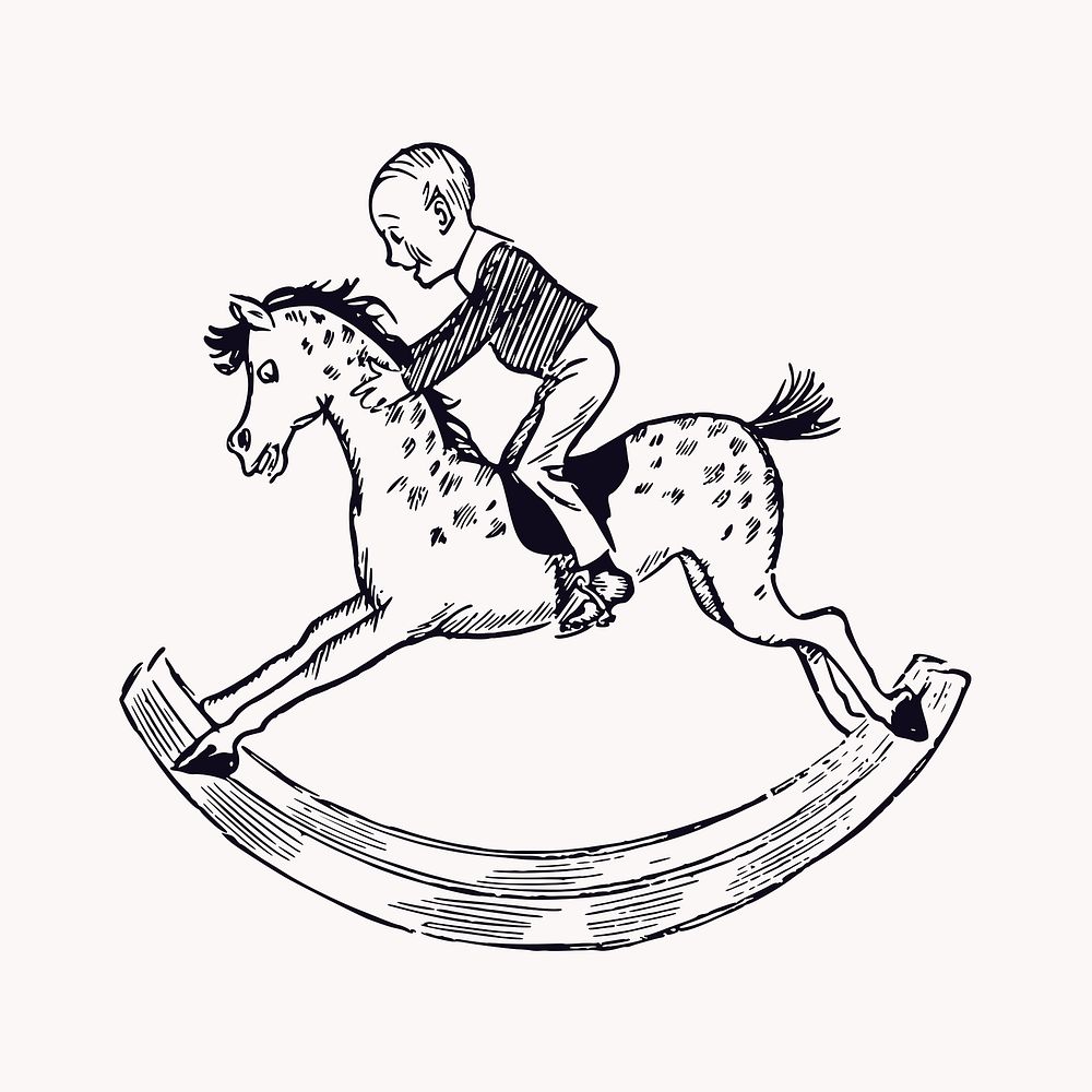 Rocking horse clipart, vintage toy illustration vector. Free public domain CC0 image.