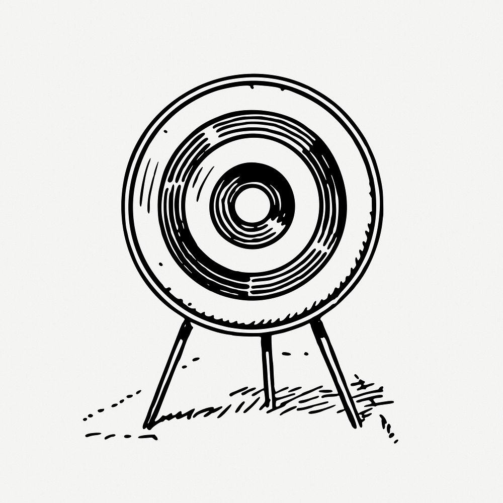 Archery target drawing, object vintage illustration psd. Free public domain CC0 image.