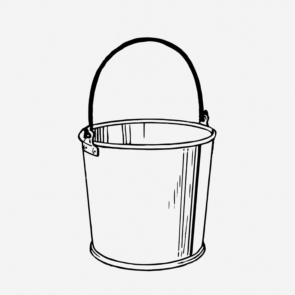 Bucket drawing, vintage object illustration. Free public domain CC0 image.