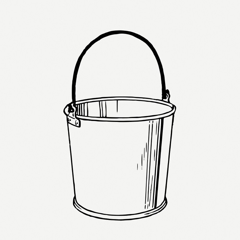 Bucket drawing, object vintage illustration psd. Free public domain CC0 image.