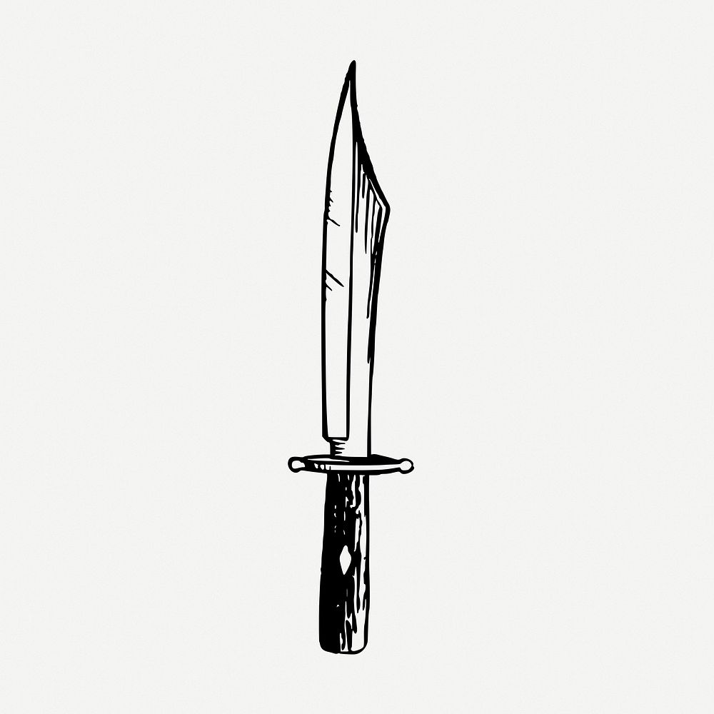 Knife drawing, weapon vintage illustration psd. Free public domain CC0 image.