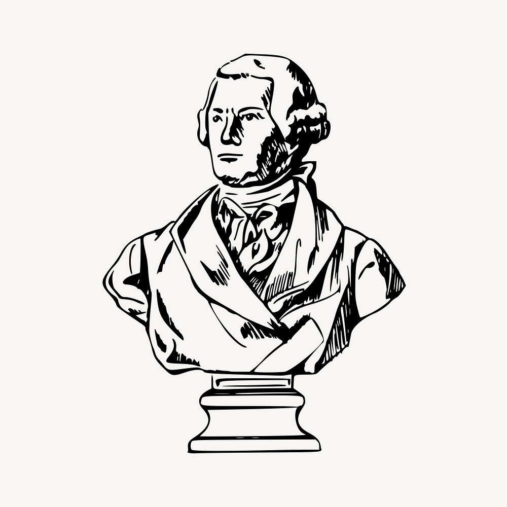 Alexander Hamilton statue clipart, vintage famous person illustration vector. Free public domain CC0 image.