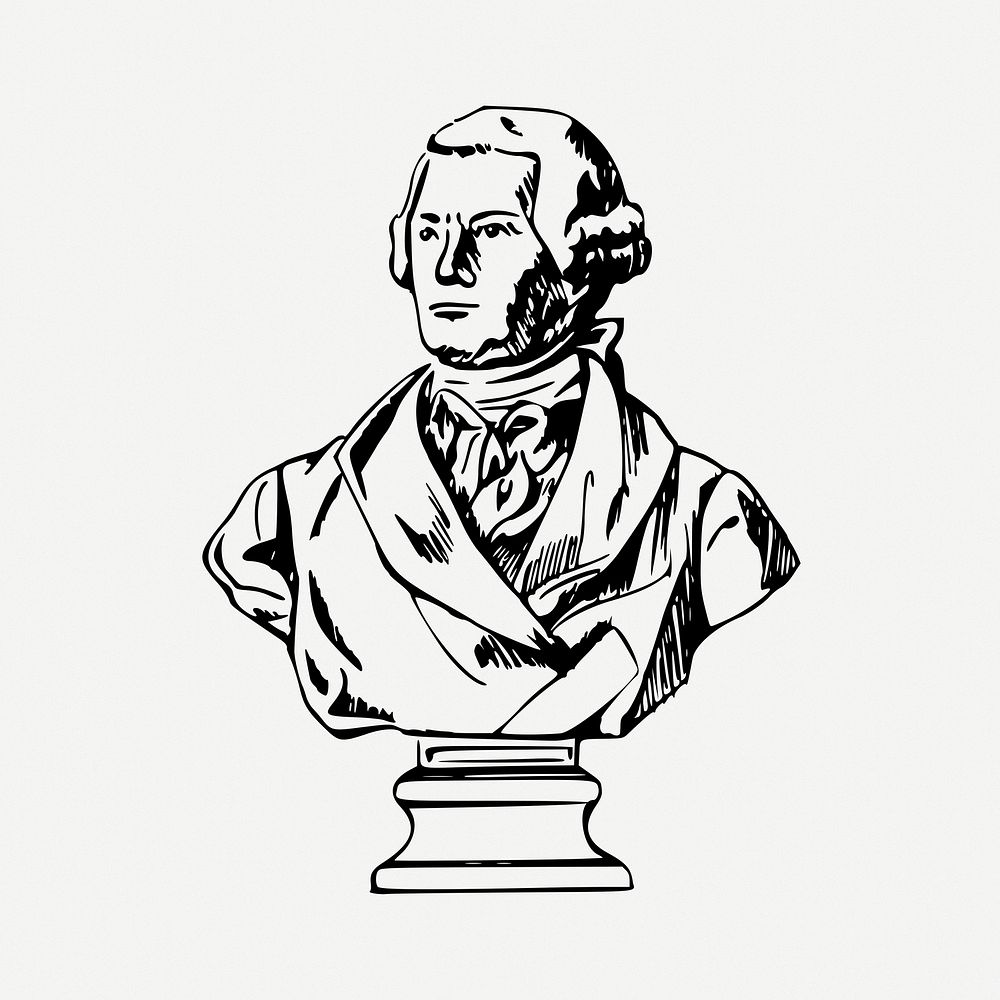 Alexander Hamilton statue drawing, famous person vintage illustration psd. Free public domain CC0 image.