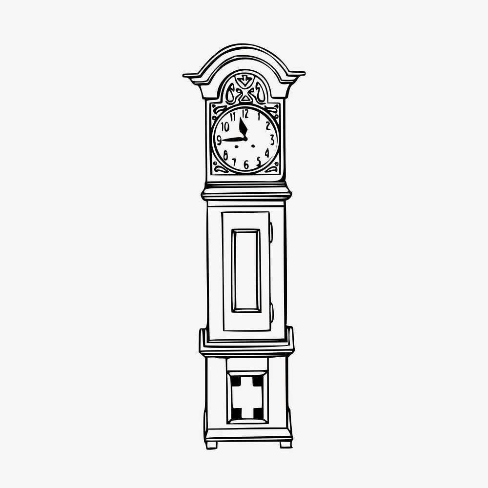 Grandfather clock clipart, vintage object illustration vector. Free public domain CC0 image.