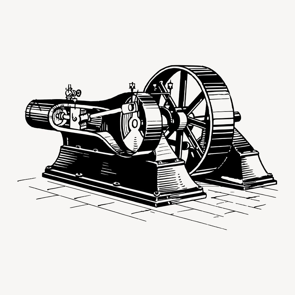Engine clipart, vintage machine illustration vector. Free public domain CC0 image.
