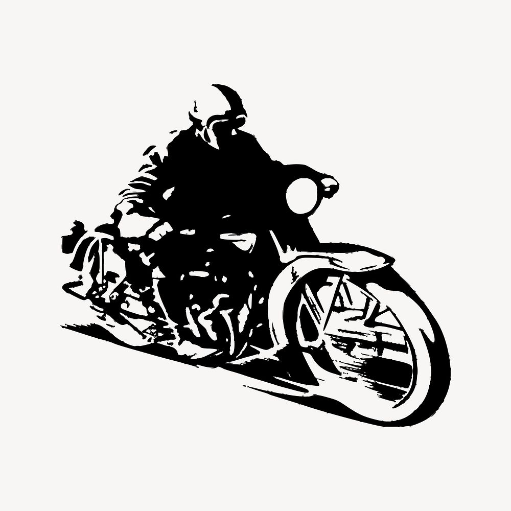 Biker clipart, vintage hobby, transportation illustration vector. Free public domain CC0 image.