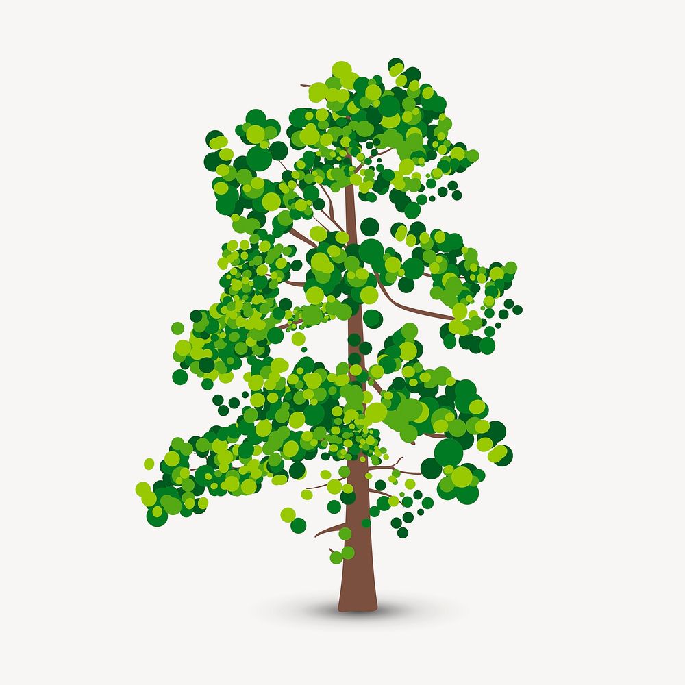 Green tree clip art color illustration. Free public domain CC0 image.